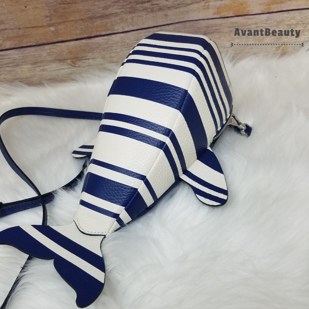 Kate Spade Whale Striped Blue Crossbody Shore Bag - Picture 10 of 15